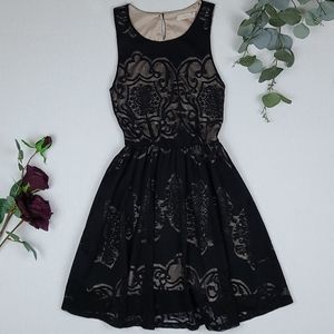 Lush Black Lace Dress Sleeveless XS